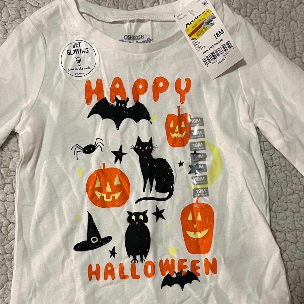OshKosh B'gosh Halloween Shirt - White with Orange and Black Graphics